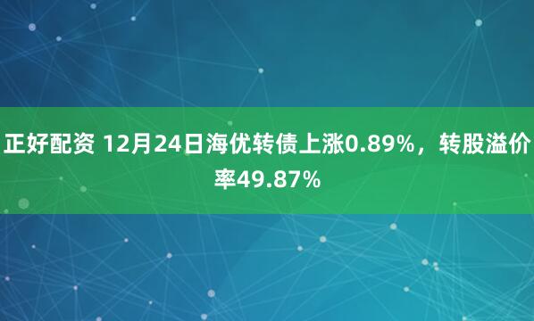 正好配資 12月24日海優轉債上漲0.89%，轉股溢價率49.87%
